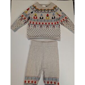 Hanna Andersson Kids Gnome Fair Isle Knit Sweater and Pants Set Oatmeal 6-12M